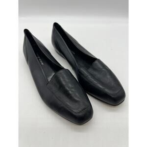 Easy Spirit Black Leather Loafers 6.5M Low Heel Minimal Classic